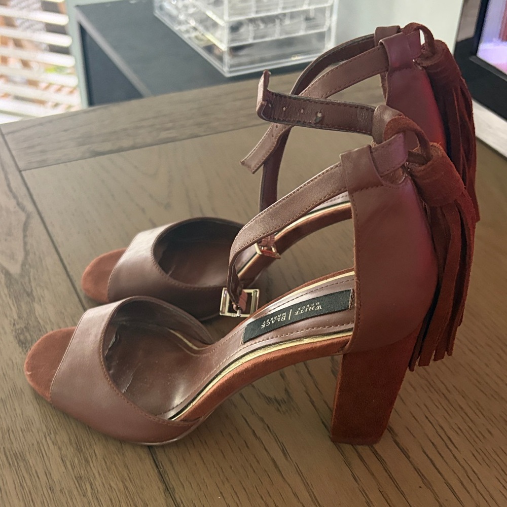 White House Black Market Brown Heeled Sandals